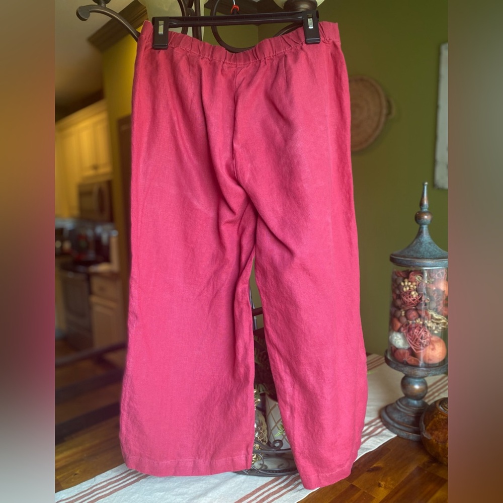 EUC JJill Red Linen Wide-Leg Pants - Picture 2 of 3